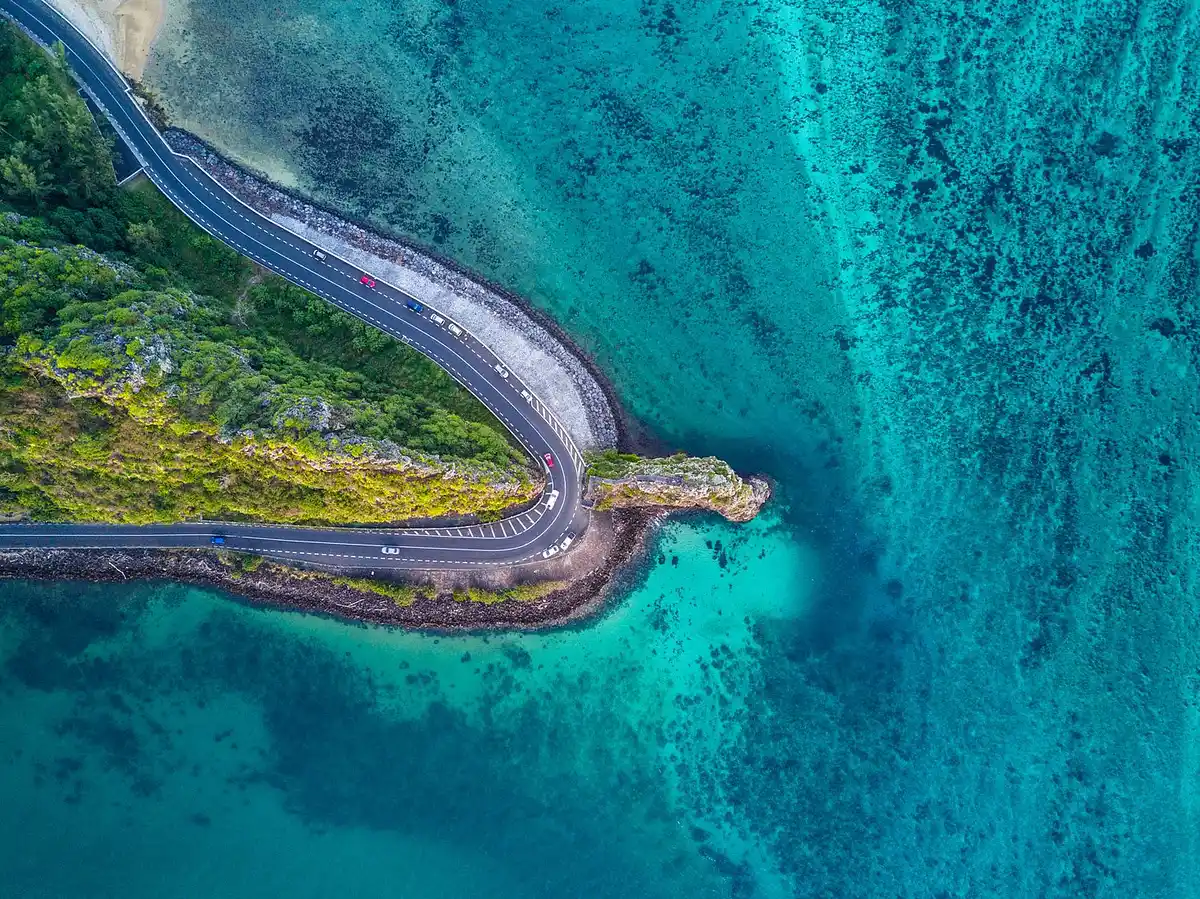 Vue aérienne de Maconde à l'île Maurice
